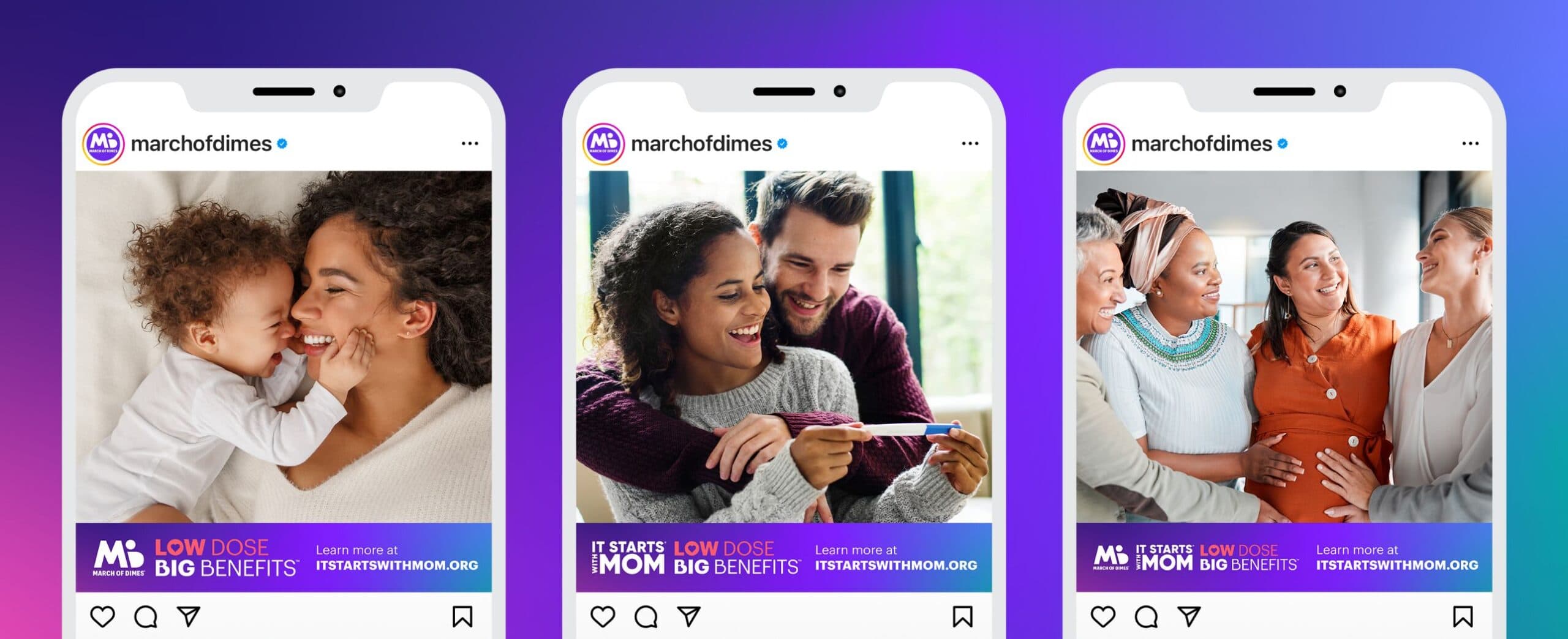 March of Dimes Social Media Ads on iphones